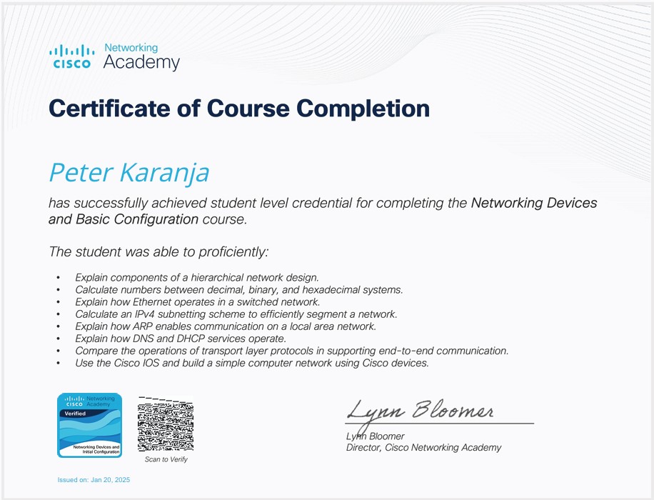 Networking Devices and Initial Configuration issued by Cisco